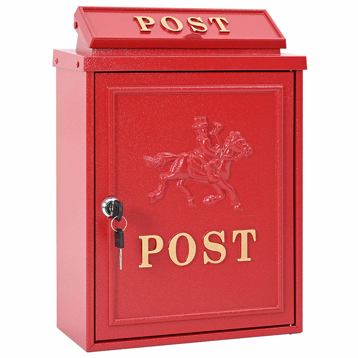 Wall Mounted Mailbox 29 x 13 x 41 cm Cast Aluminum Red
