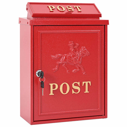 Wall Mounted Mailbox 29 x 13 x 41 cm Cast Aluminum Red