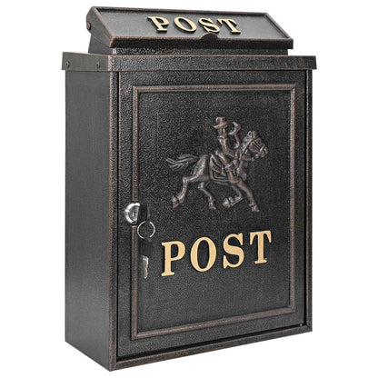 Wall Mounted Mailbox 29 x 13 x 41 cm Cast Aluminum Bronze