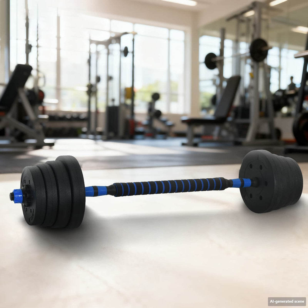 2-in-1 Dumbbell Barbell Black and blue 2 in 1 adjustable dumbbell and barbell set 30 kg