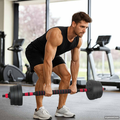 vidaXL 4-in-1 Dumbbell Barbell Kettlebell Set 20 kg Black and Red 3