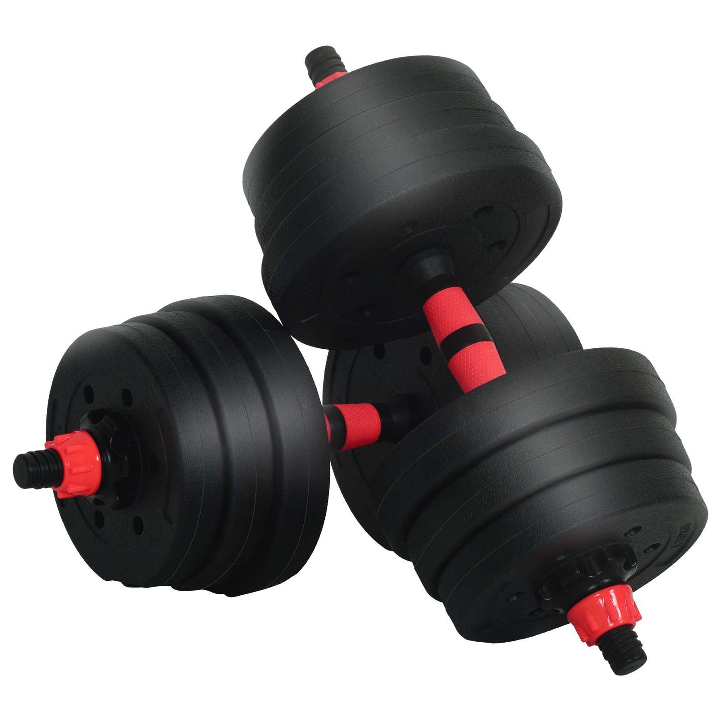 vidaXL 4-in-1 Dumbbell Barbell Kettlebell Set 20 kg Black and Red 4