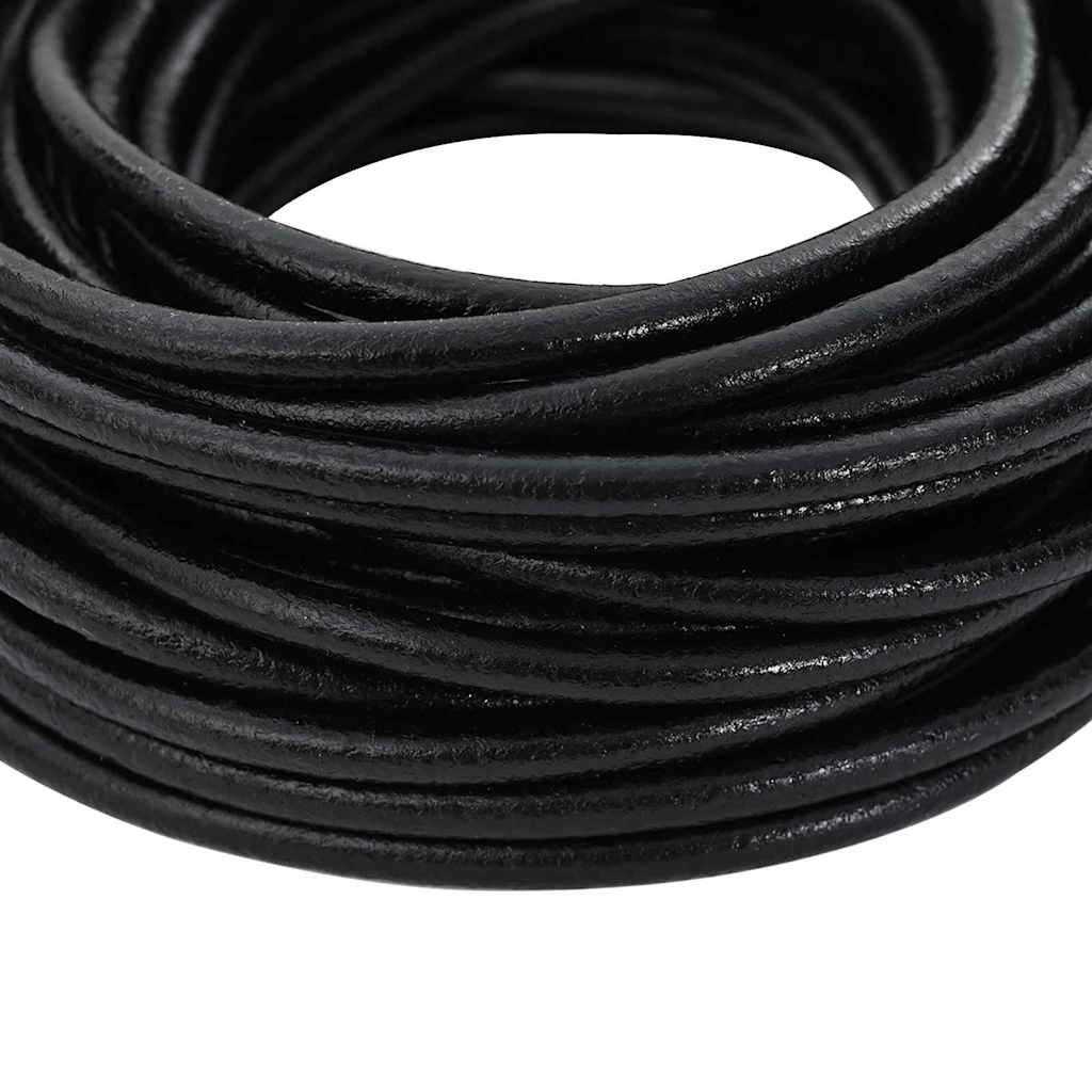 vidaXL Leather Cord 1 Black Ø5 mm x 50 m Leather 5