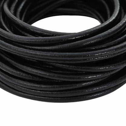 vidaXL Leather Cord 1 Black Ø5 mm x 50 m Leather 5
