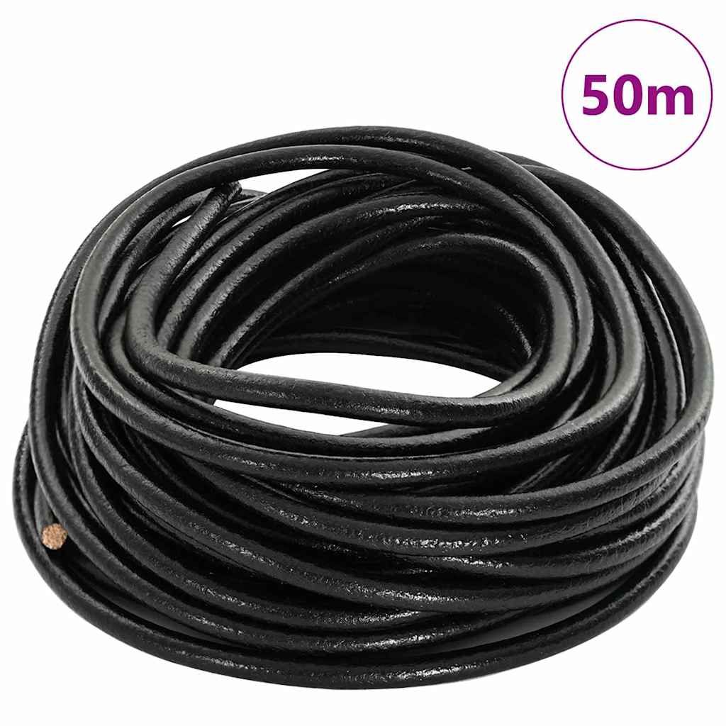 vidaXL Leather Cord 1 Black Ø5 mm x 50 m Leather 1
