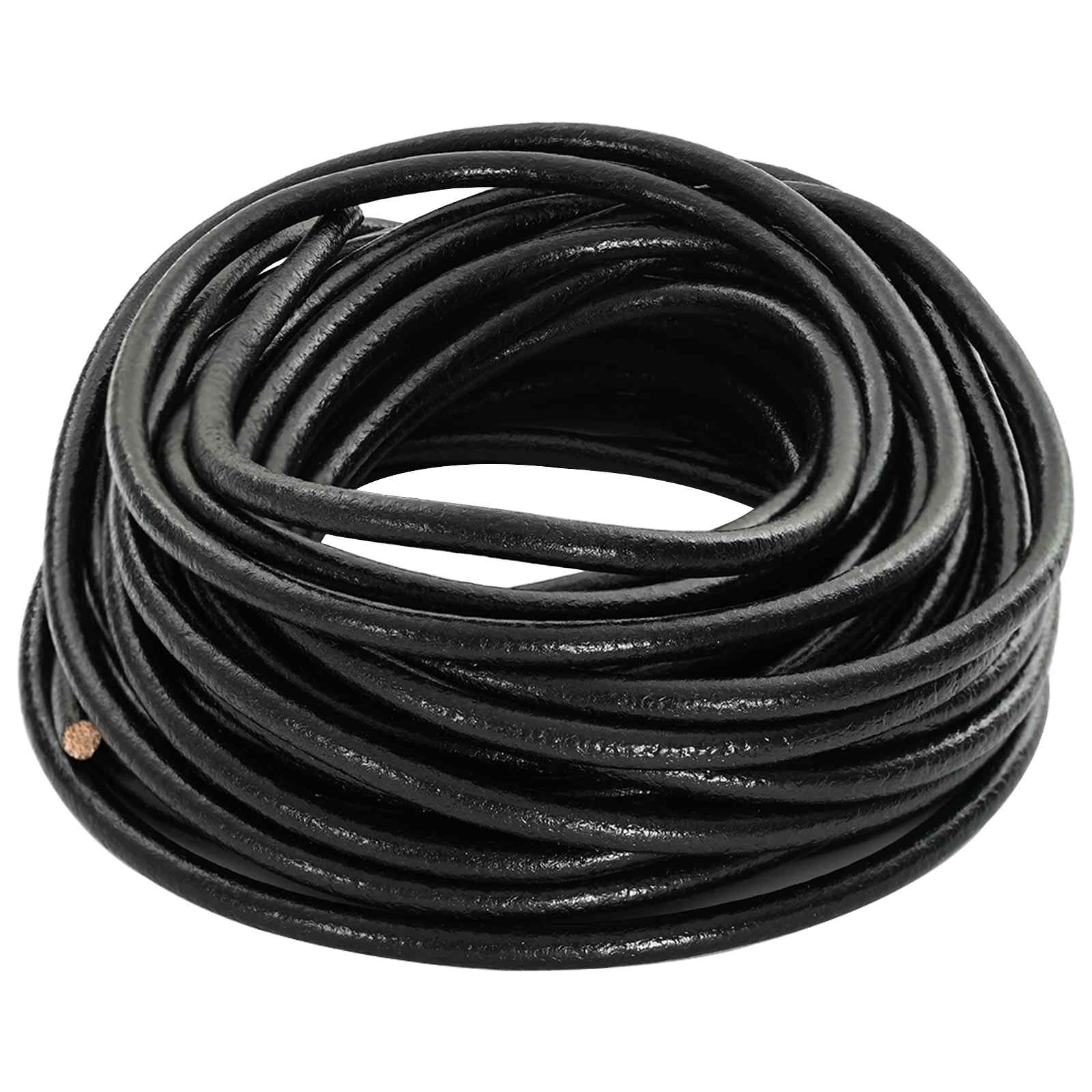 vidaXL Leather Cord 1 Black Ø5 mm x 50 m Leather 3