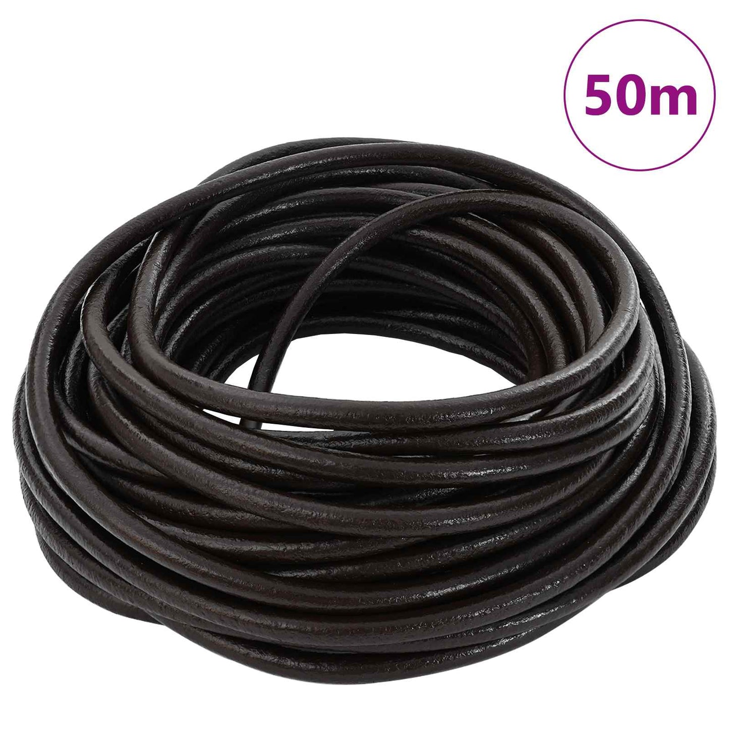 vidaXL Leather Cord 1 Dark Brown Ø5 mm x 50 m Leather 2