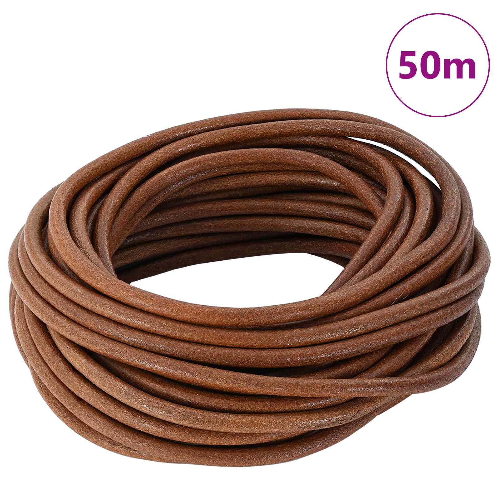 vidaXL Leather Cord 1 Light Brown Ø5 mm x 50 m Leather 2