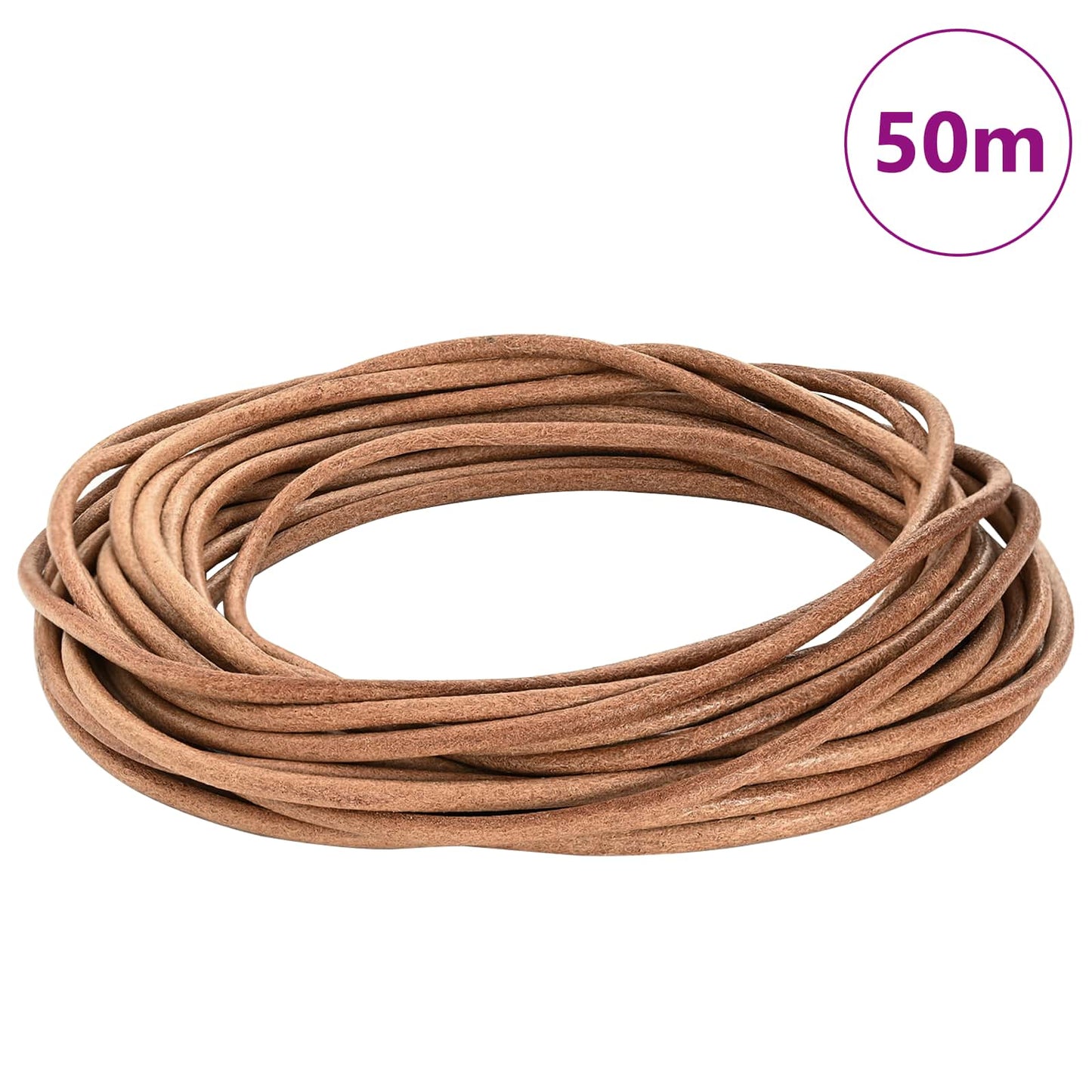 vidaXL Leather Cord 1 Brown Ø5 mm x 50 m Leather 2