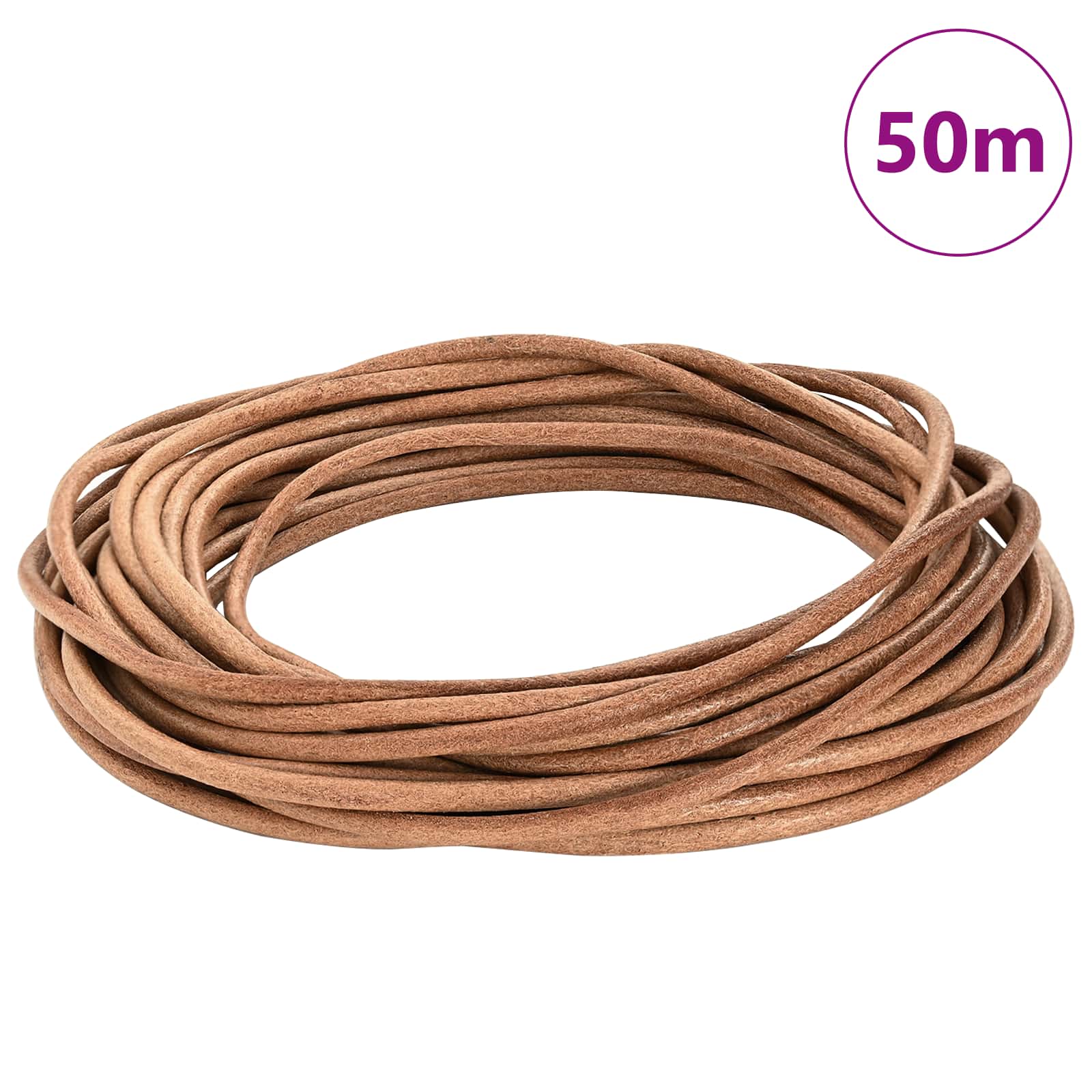 vidaXL Leather Cord 1 Brown Ø5 mm x 50 m Leather 2