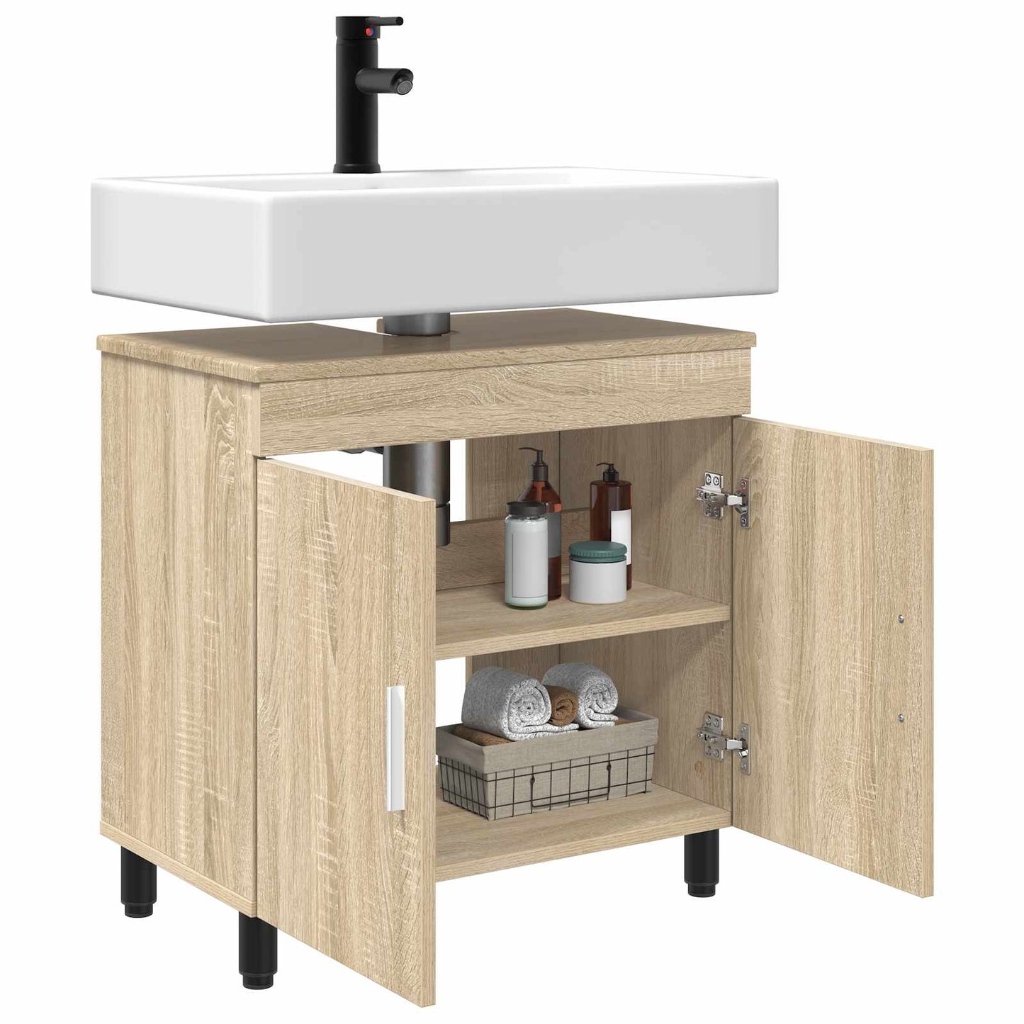 vidaXL Bathroom Vanity Unit Sonoma Oak 60 x 35 x 60 cm Engineered Wood 3