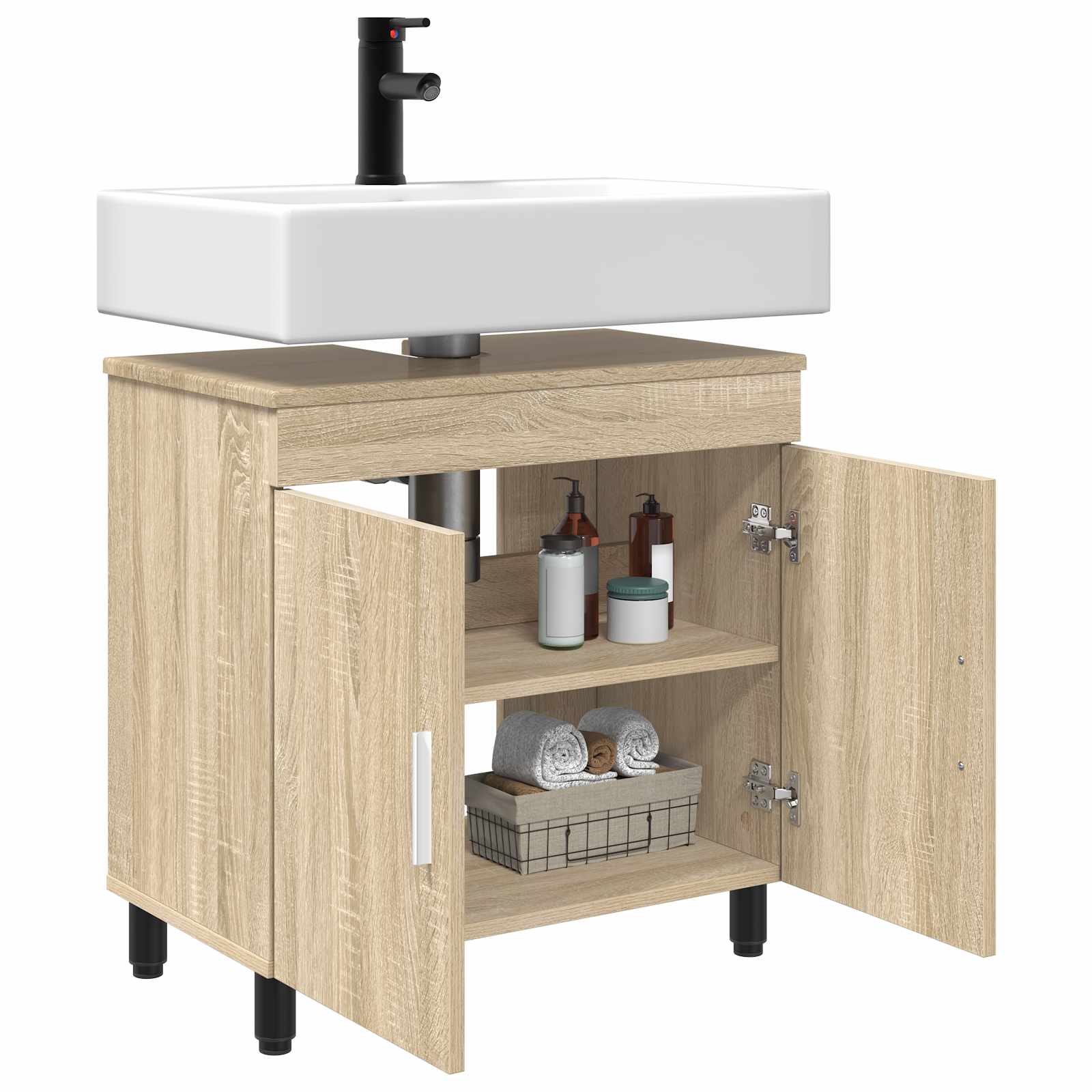 vidaXL Bathroom Vanity Unit Sonoma Oak 60 x 35 x 60 cm Engineered Wood 3