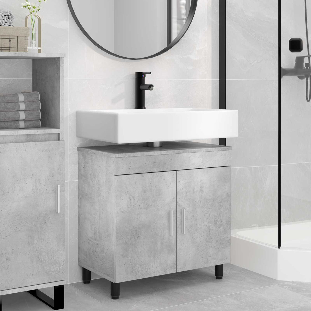 vidaXL Bathroom Vanity Unit Concrete Grey 60 x 35 x 60 cm 1