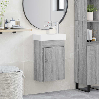 Bathroom Vanity Unit with Tap 40.5 x 22.5 x 62 cm Grey sonoma
