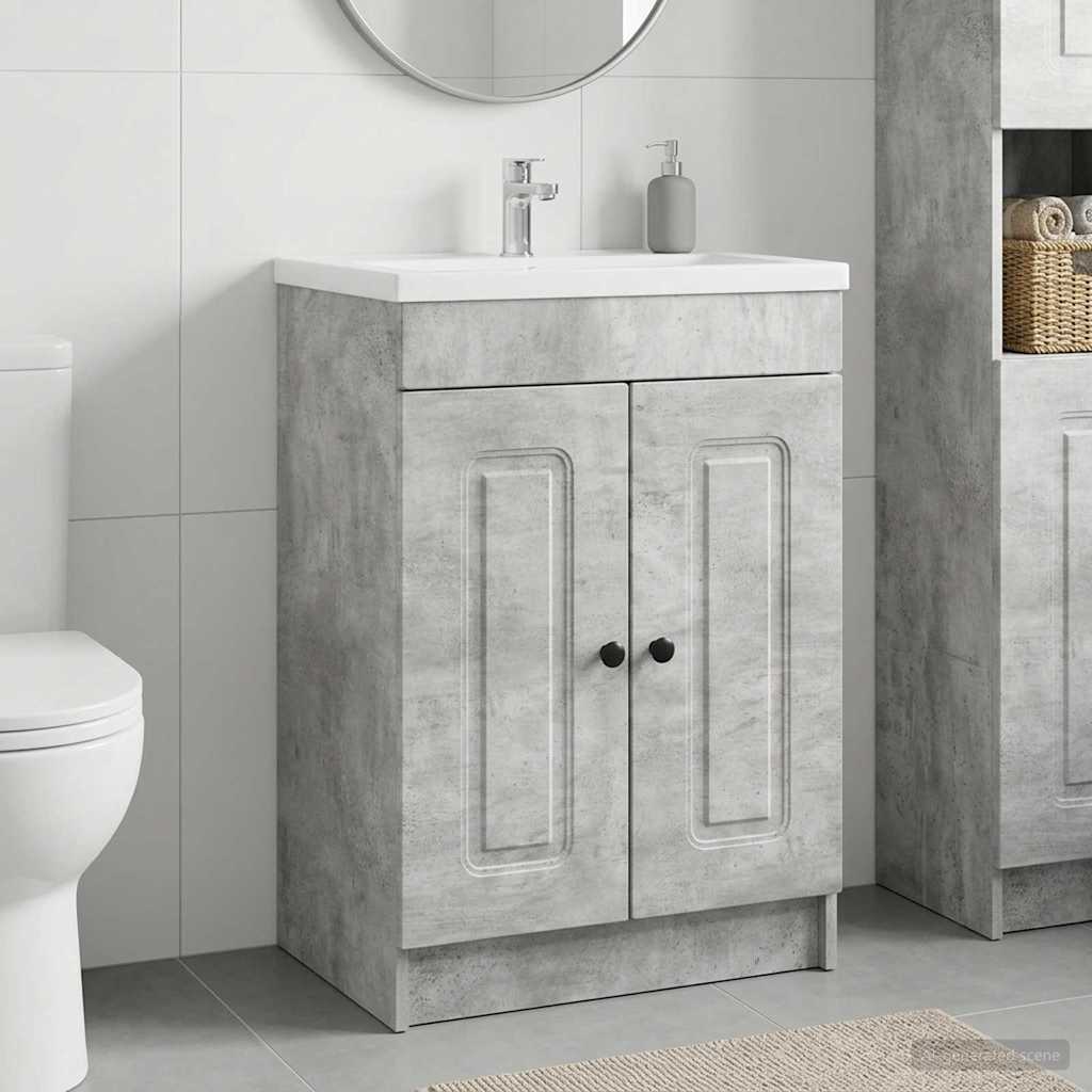 vidaXL Bathroom under Sink Cabinet Concrete Grey 56 x 37.5 x 81 cm 1