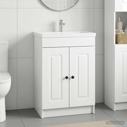 vidaXL Bathroom under Sink Cabinet High Gloss White 56 x 37.5 x 81 cm 1