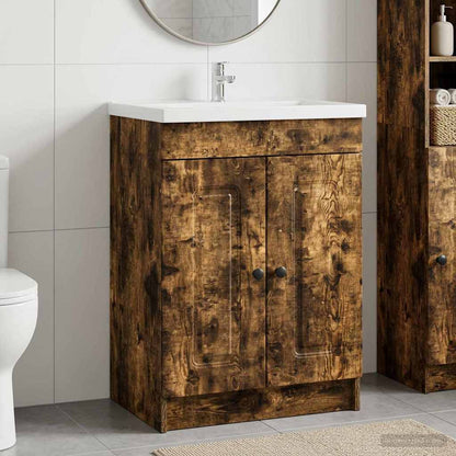 vidaXL Bathroom under Sink Cabinet Smoked Oak 56 x 37.5 x 81 cm 1