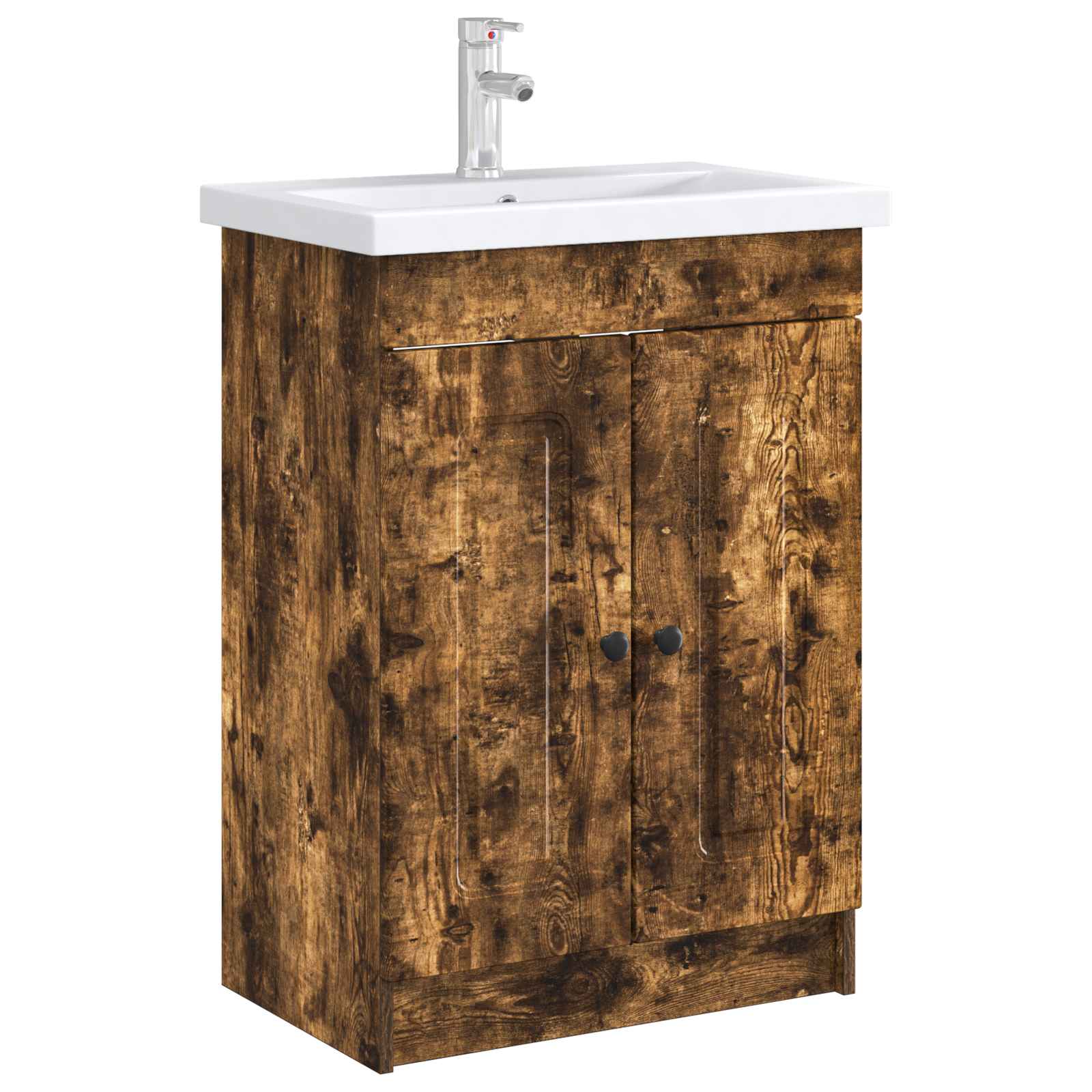 vidaXL Bathroom under Sink Cabinet Smoked Oak 56 x 37.5 x 81 cm 3