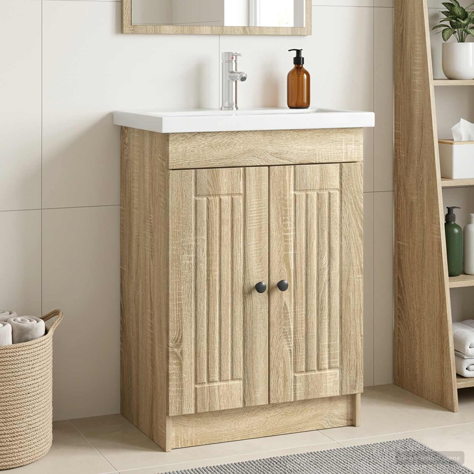 vidaXL Bathroom under Sink Cabinet Sonoma Oak 56 x 37.5 x 81 cm 1