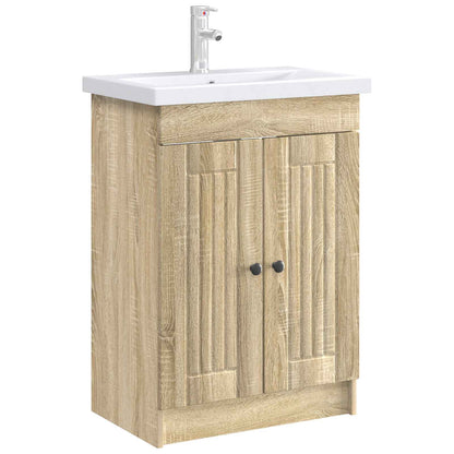 vidaXL Bathroom under Sink Cabinet Sonoma Oak 56 x 37.5 x 81 cm 3