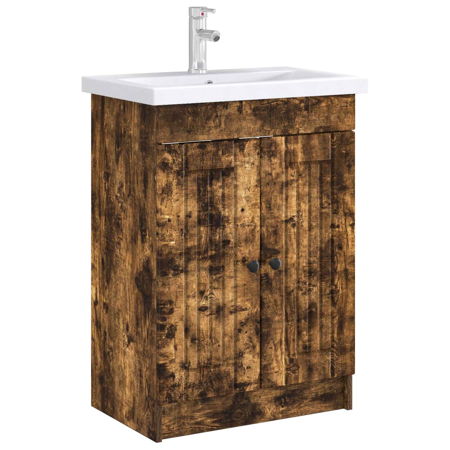 vidaXL Bathroom under Sink Cabinet Smoked Oak 56 x 37.5 x 81 cm 3