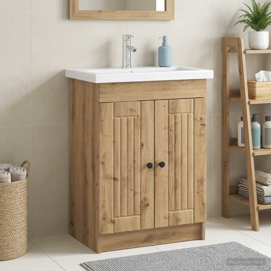 vidaXL Bathroom under Sink Cabinet Artisan Oak 56 x 37.5 x 81 cm 1