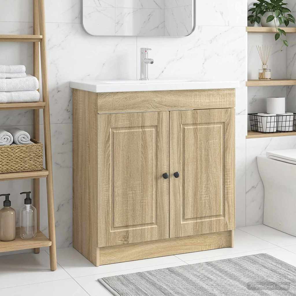 vidaXL Bathroom under Sink Cabinet Sonoma Oak 56 x 37.5 x 81 cm 1
