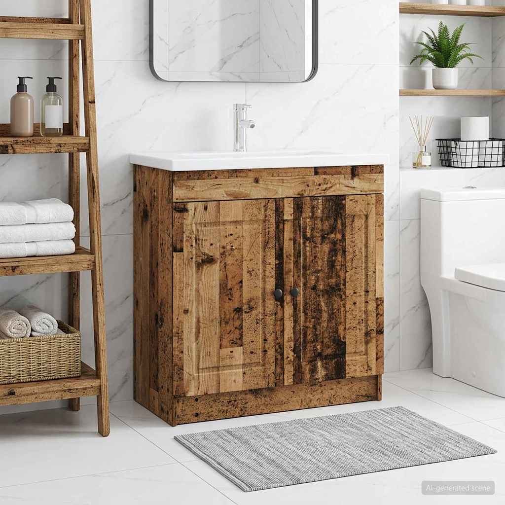 vidaXL Bathroom under Sink Cabinet Old Wood 56 x 37.5 x 81 cm 1
