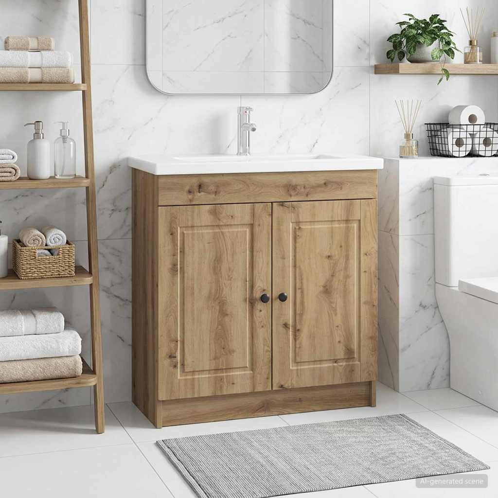 vidaXL Bathroom under Sink Cabinet Artisan Oak 56 x 37.5 x 81 cm 1