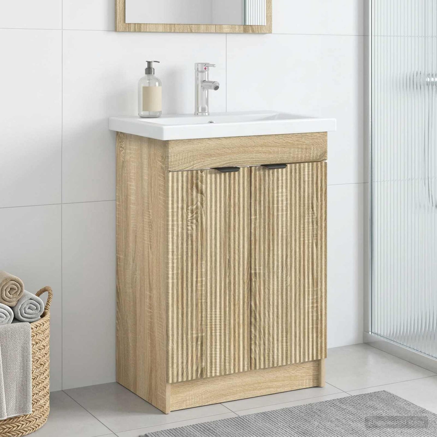 vidaXL Bathroom under Sink Cabinet Sonoma Oak 56 x 37.5 x 81 cm 1