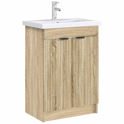 vidaXL Bathroom under Sink Cabinet Sonoma Oak 56 x 37.5 x 81 cm 3