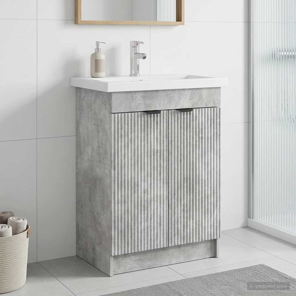 vidaXL Bathroom under Sink Cabinet Concrete Grey 56 x 37.5 x 81 cm 1