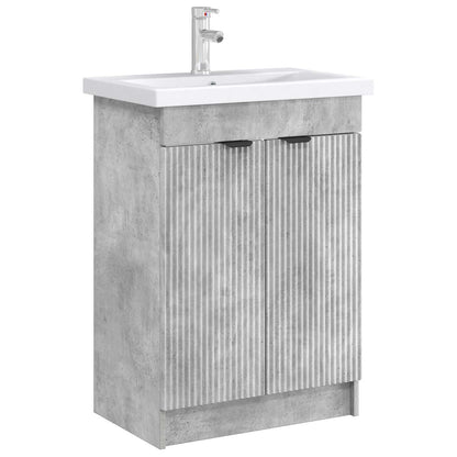 vidaXL Bathroom under Sink Cabinet Concrete Grey 56 x 37.5 x 81 cm 3