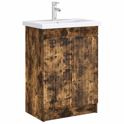vidaXL Bathroom under Sink Cabinet Smoked Oak 56 x 37.5 x 81 cm 3