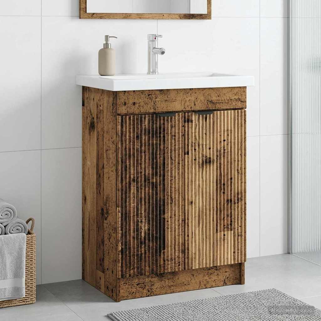 vidaXL Bathroom under Sink Cabinet Old Wood 56 x 37.5 x 81 cm 1