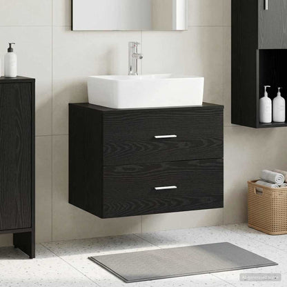 vidaXL Wall-Mounted Bathroom Cabinet Black Oak 62.5 x 44.5 x 50 cm 1