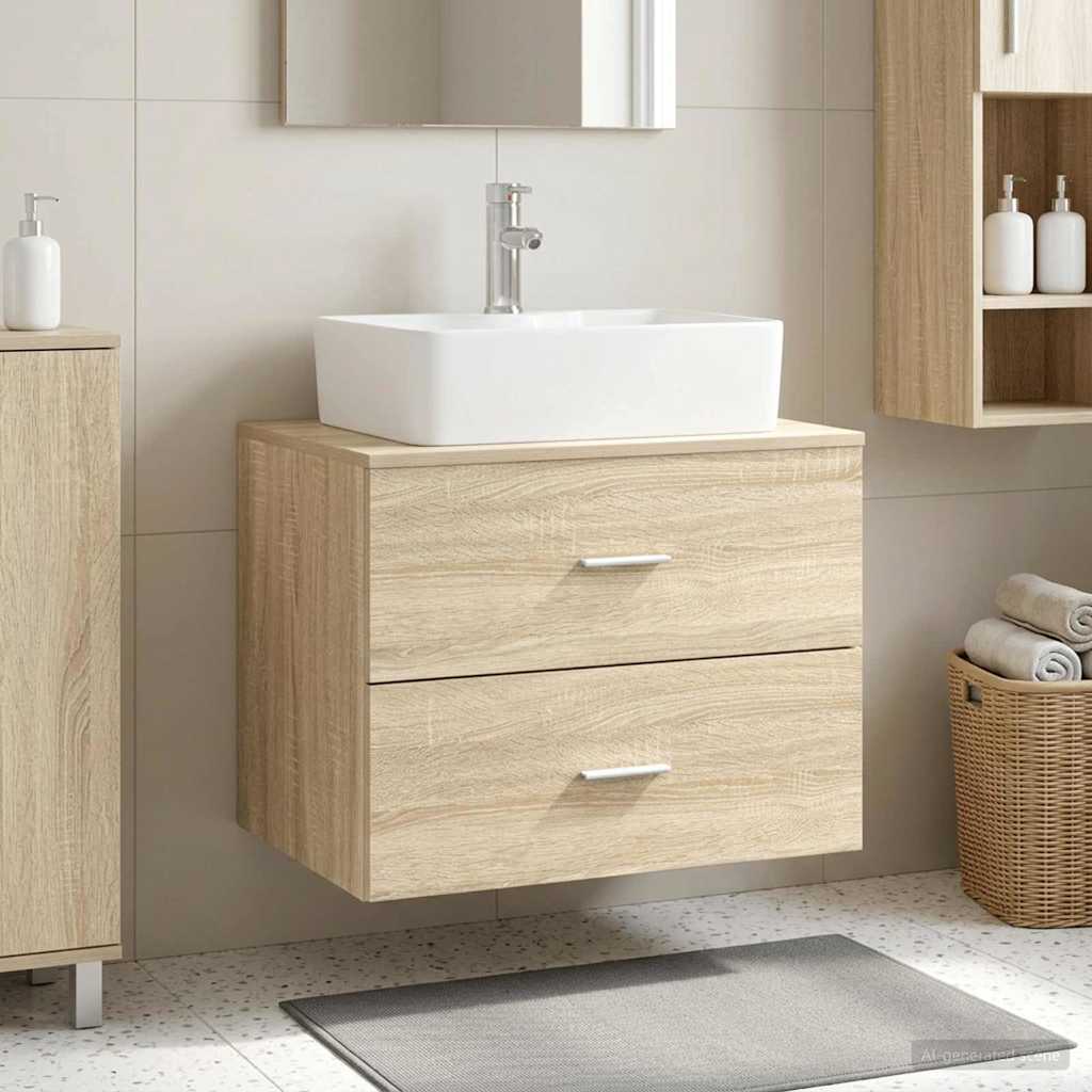 vidaXL Wall-Mounted Bathroom Cabinet Sonoma Oak 62.5 x 44.5 x 50 cm 1