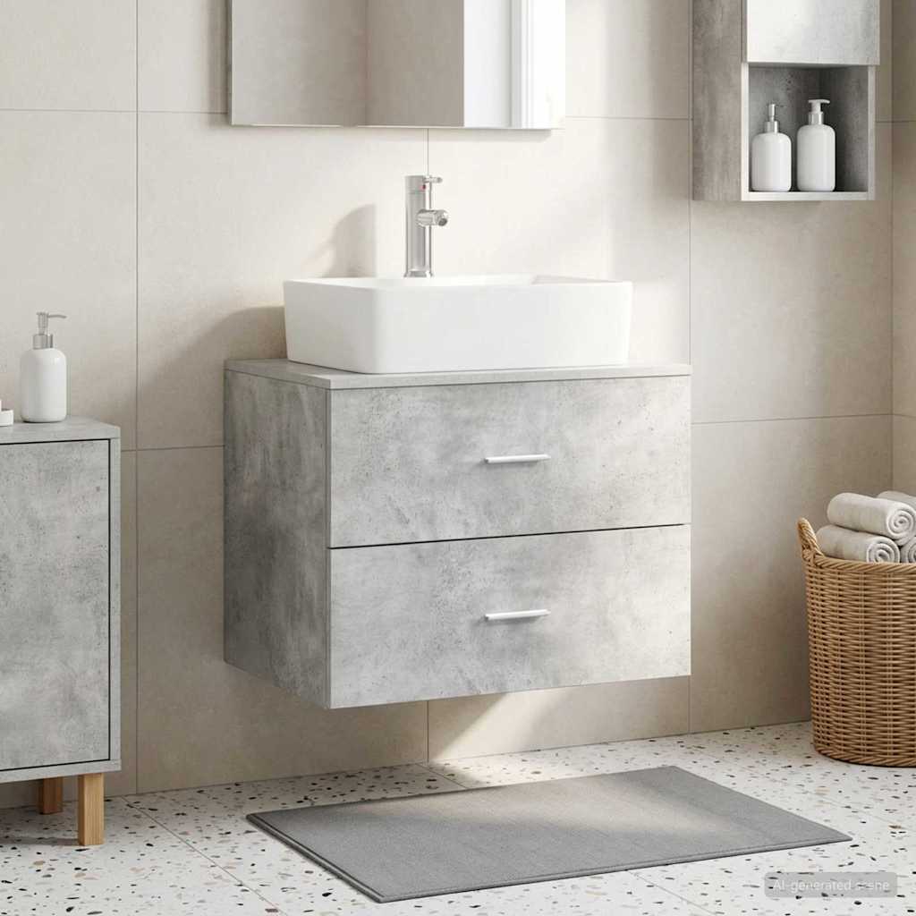 vidaXL Wall-Mounted Bathroom Cabinet Concrete Grey 62.5 x 44.5 x 50 cm 1