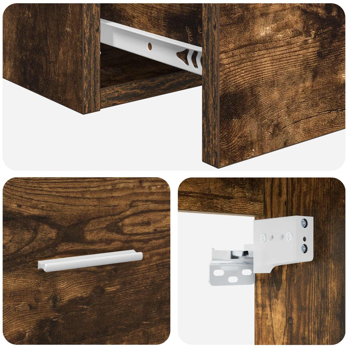 vidaXL Wall-Mounted Bathroom Cabinet Smoked Oak 62.5 x 44.5 x 50 cm 6