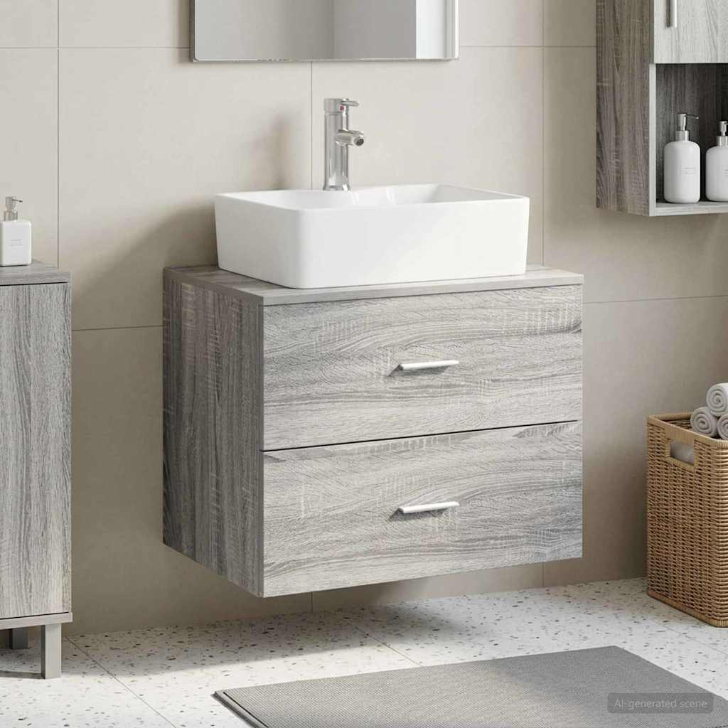 vidaXL Wall-Mounted Bathroom Cabinet Grey Sonoma 62.5 x 44.5 x 50 cm 1