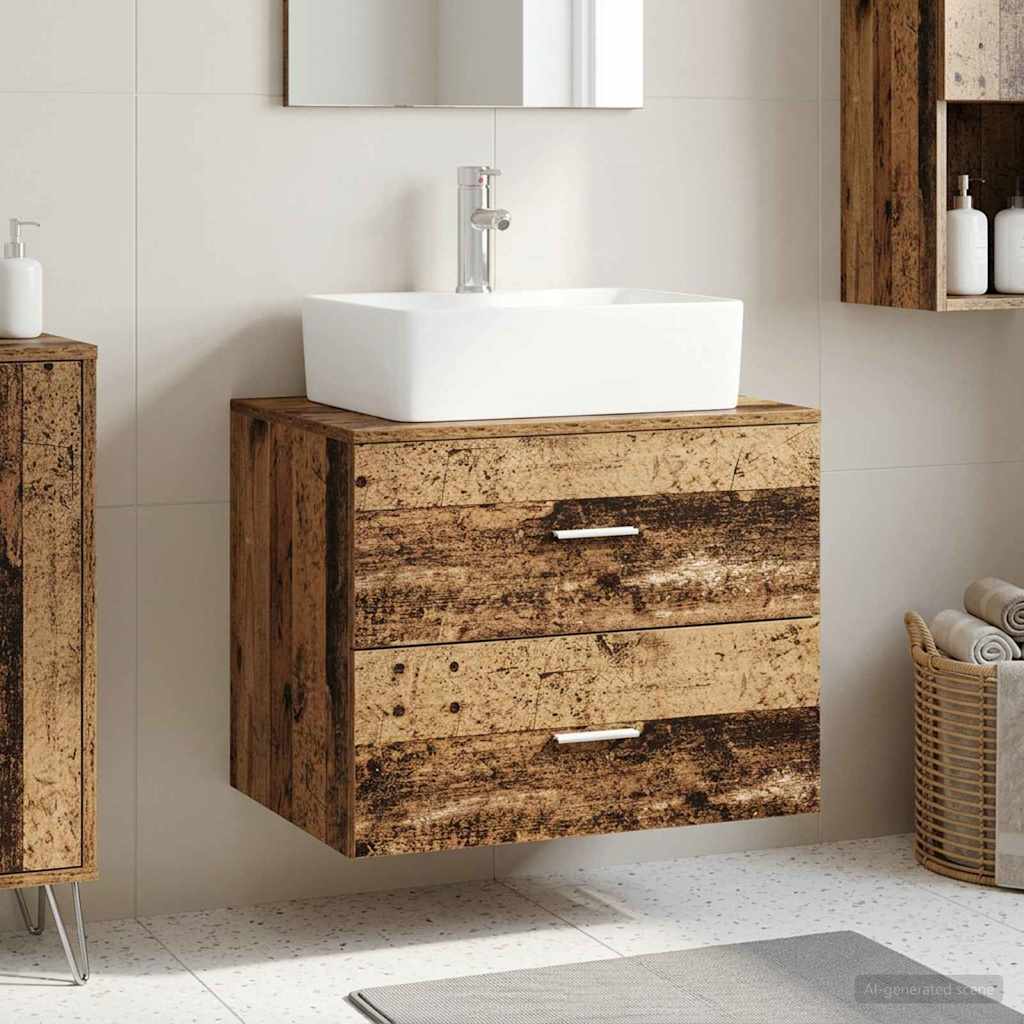 vidaXL Wall-Mounted Bathroom Cabinet Old Wood 62.5 x 44.5 x 50 cm 1