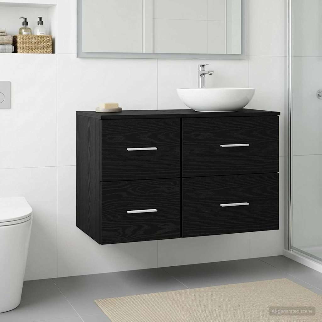 vidaXL Bathroom Cabinet In-between Black Oak 30 x 41 x 50 cm 3