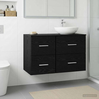 vidaXL Bathroom Cabinet In-between Black Oak 30 x 41 x 50 cm 3