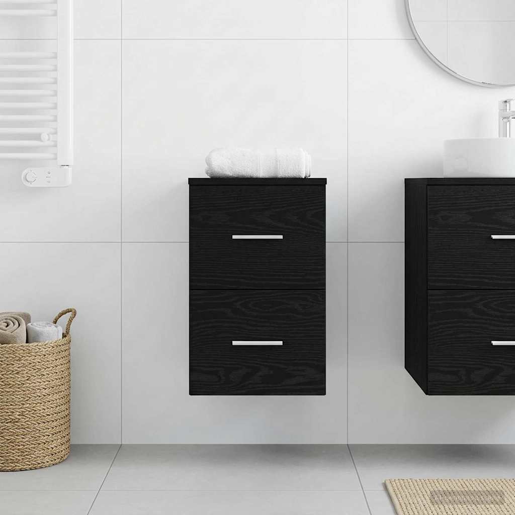 vidaXL Bathroom Cabinet In-between Black Oak 30 x 41 x 50 cm 1