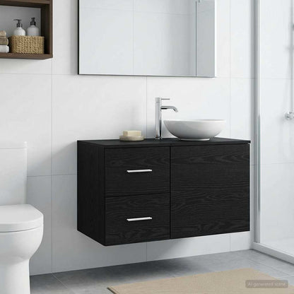 vidaXL Bathroom Cabinet In-between Black Oak 30 x 44.5 x 50 cm 1