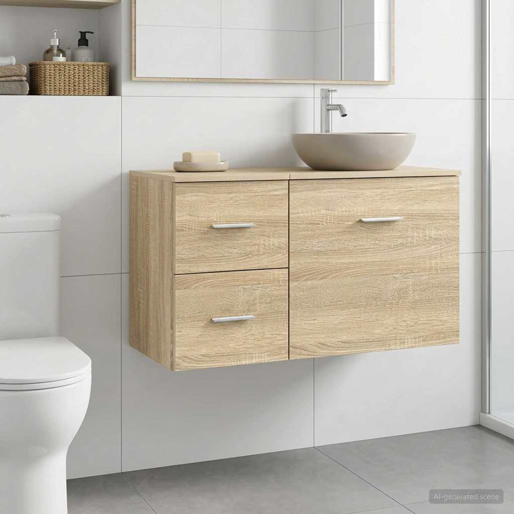 vidaXL Bathroom Cabinet In-between Sonoma Oak 30 x 44.5 x 50 cm 3