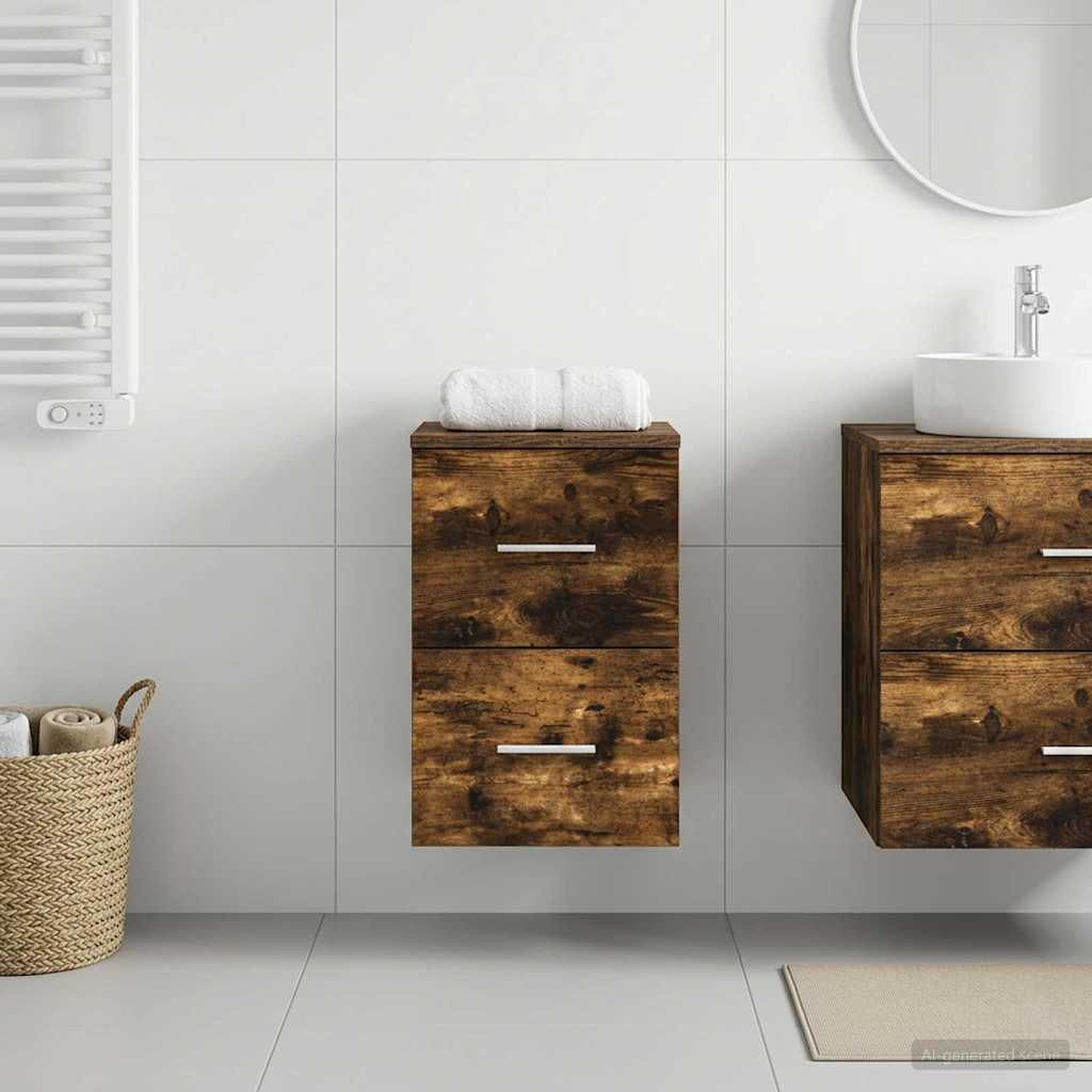 vidaXL Bathroom Cabinet In-between Smoked Oak 30 x 44.5 x 50 cm 3