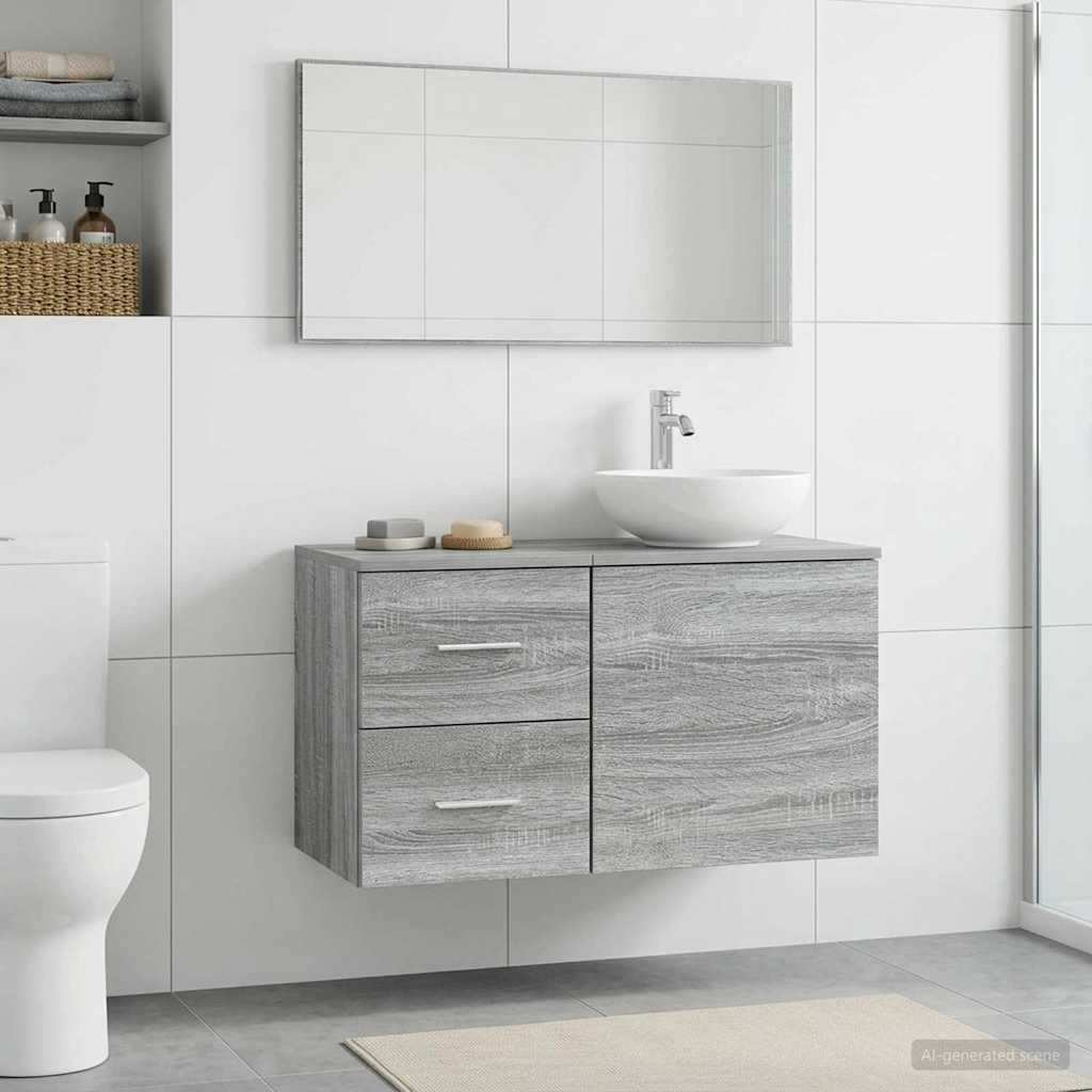 vidaXL Bathroom Cabinet In-between Grey Sonoma 30 x 44.5 x 50 cm 3