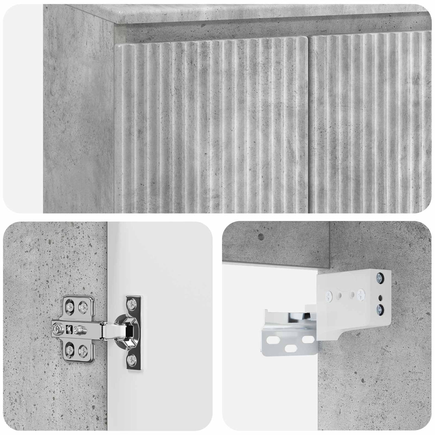 vidaXL Wall-mounted Bathroom Cabinet Concrete Grey 62.5 x 44.5 x 50 cm 6