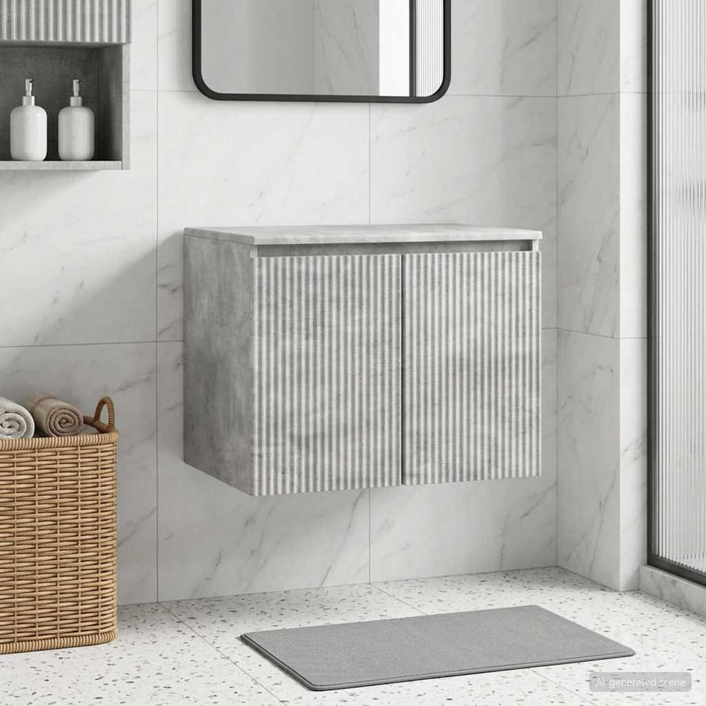 vidaXL Wall-mounted Bathroom Cabinet Concrete Grey 62.5 x 44.5 x 50 cm 1